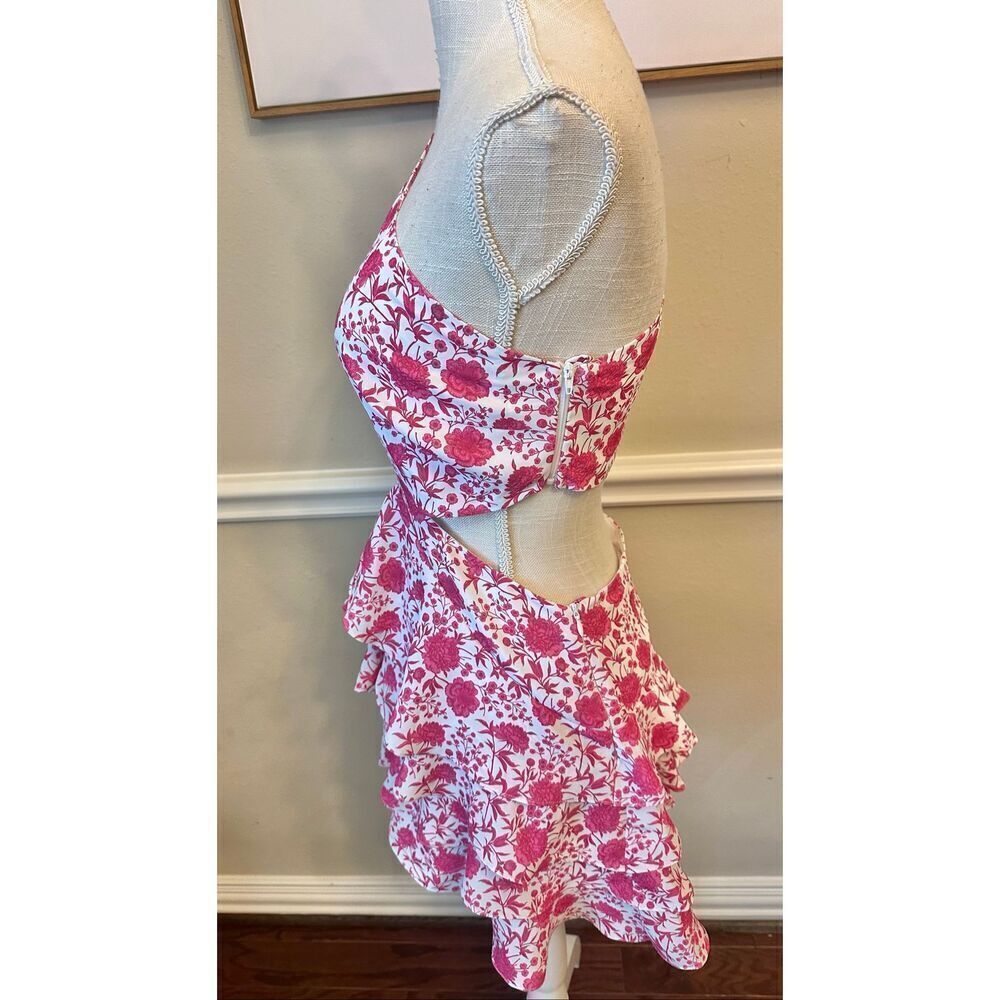 Mergim Revolve Dakota One Shoulder Dress in White & Pink Size 1 Size Small - Picture 5 of 5